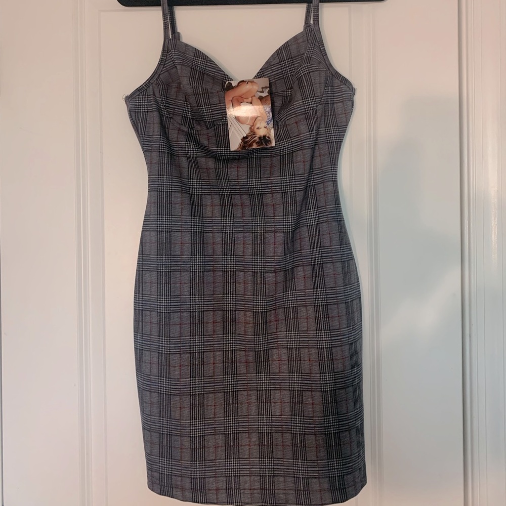 Naked Wardrobe PLAID U SO HARD MINI DRESS